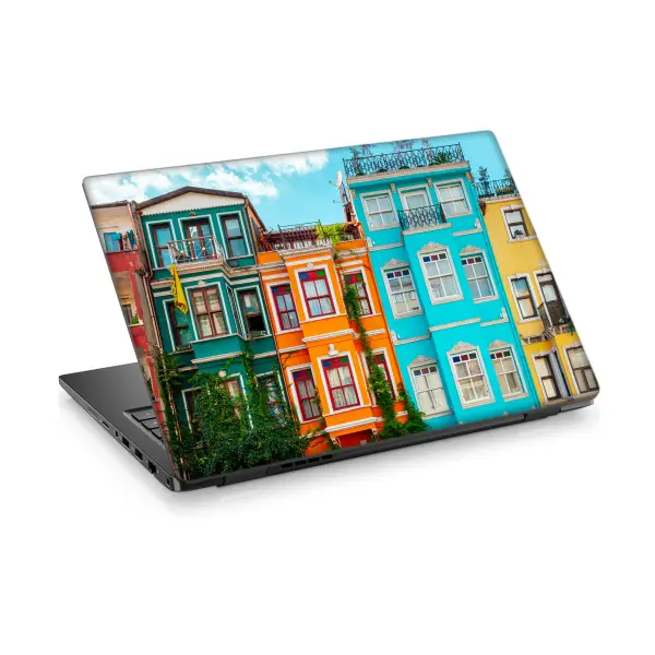 Renkli Evler Laptop Sticker Notebook Dizüstü Kaplama Stickeri