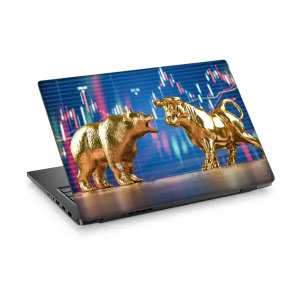 Altın Boğa & Ayı Laptop Sticker Notebook Dizüstü Kaplama Stickeri