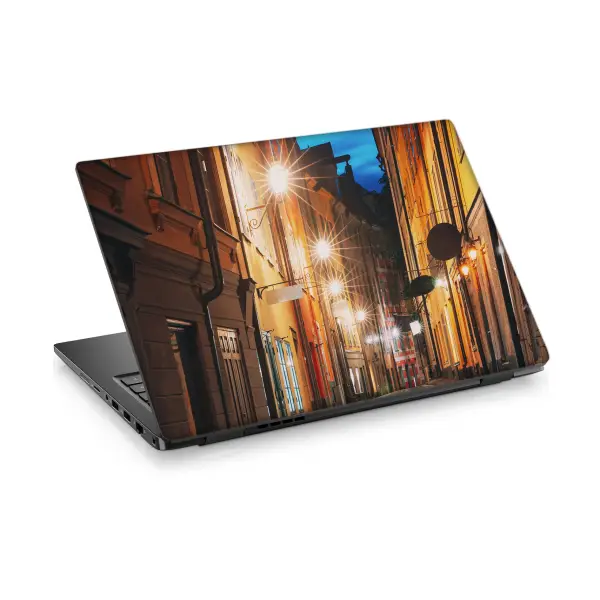 Gece Sokak Manzarası Laptop Sticker Notebook Dizüstü Kaplama Stickeri